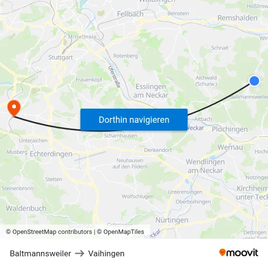 Baltmannsweiler to Vaihingen map