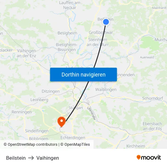 Beilstein to Vaihingen map
