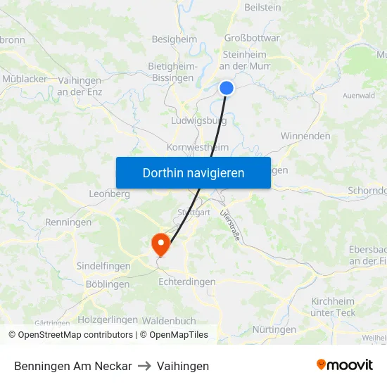 Benningen Am Neckar to Vaihingen map