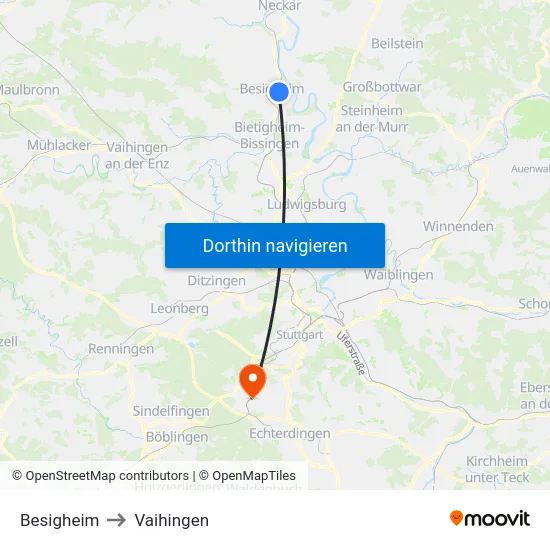 Besigheim to Vaihingen map