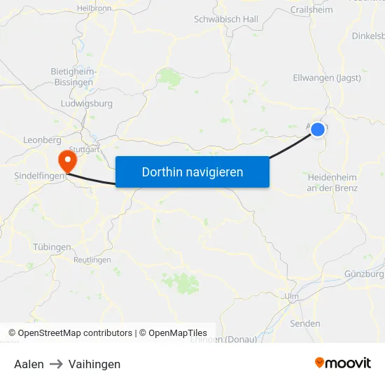 Aalen to Vaihingen map