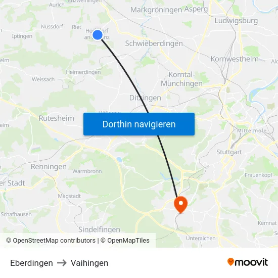 Eberdingen to Vaihingen map