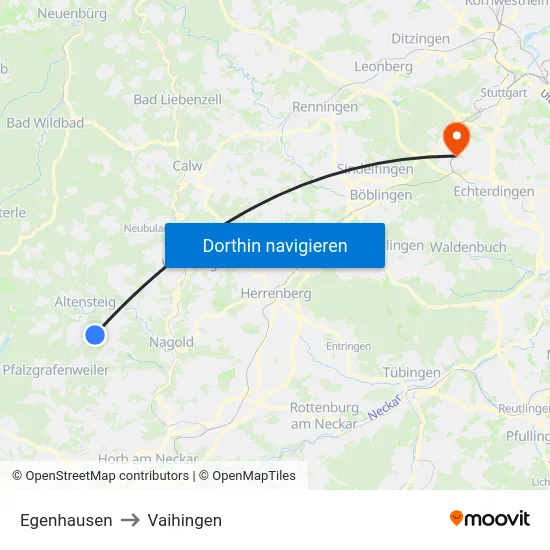 Egenhausen to Vaihingen map