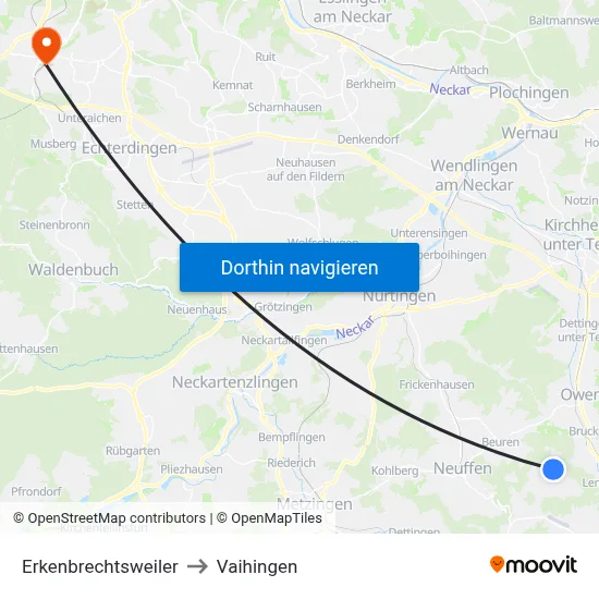 Erkenbrechtsweiler to Vaihingen map