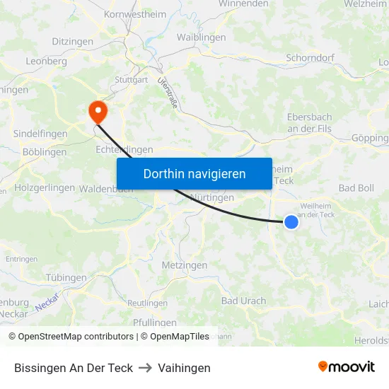 Bissingen An Der Teck to Vaihingen map