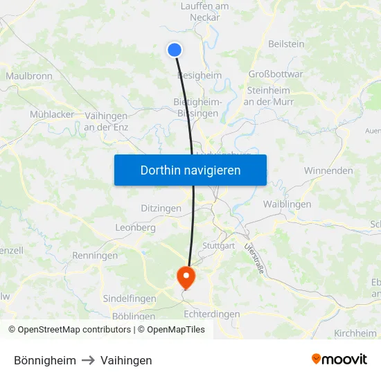 Bönnigheim to Vaihingen map