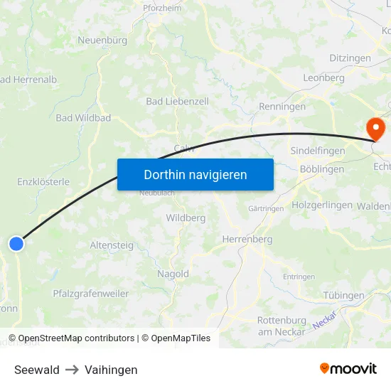 Seewald to Vaihingen map