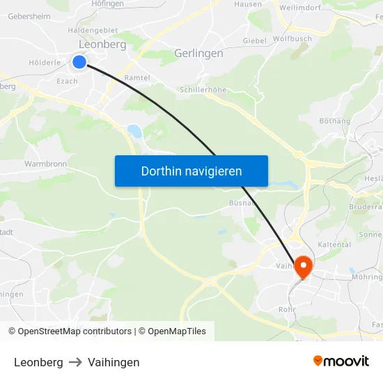 Leonberg to Vaihingen map