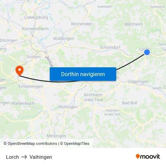 Lorch to Vaihingen map