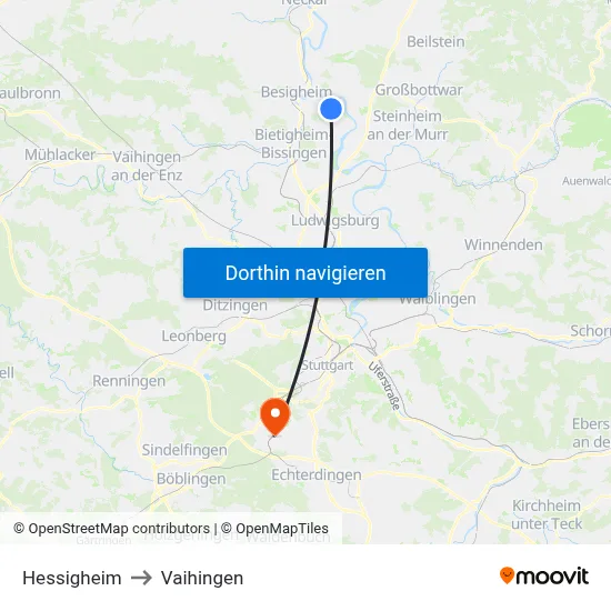 Hessigheim to Vaihingen map