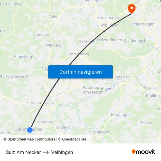 Sulz Am Neckar to Vaihingen map