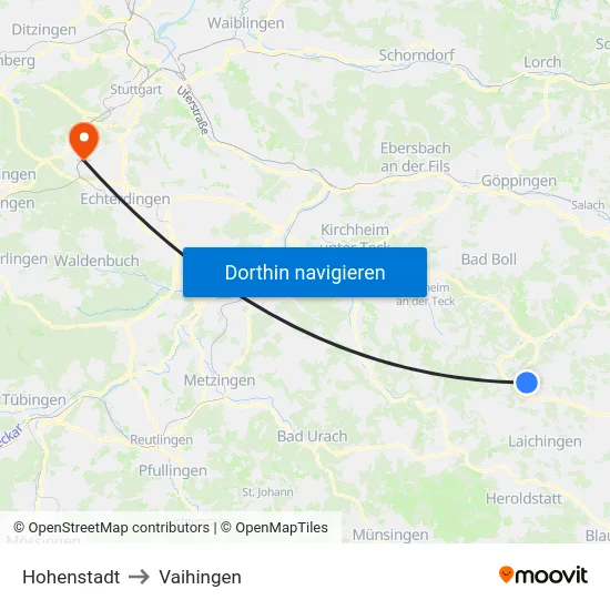 Hohenstadt to Vaihingen map