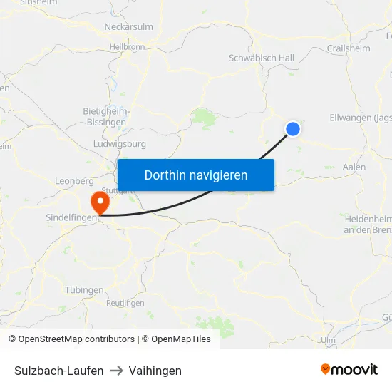 Sulzbach-Laufen to Vaihingen map