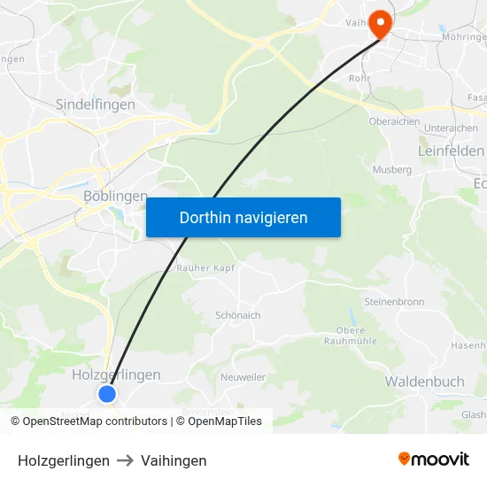 Holzgerlingen to Vaihingen map