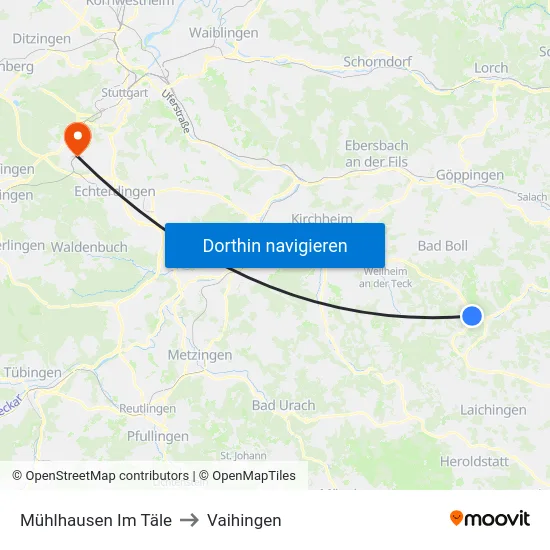 Mühlhausen Im Täle to Vaihingen map