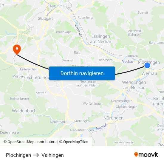 Plochingen to Vaihingen map