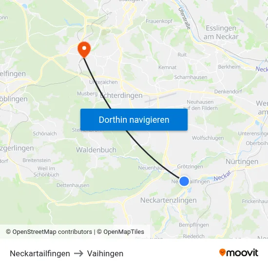 Neckartailfingen to Vaihingen map