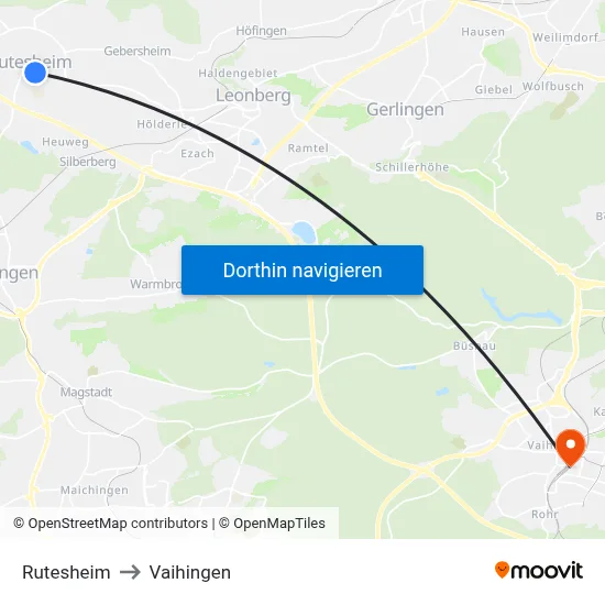 Rutesheim to Vaihingen map