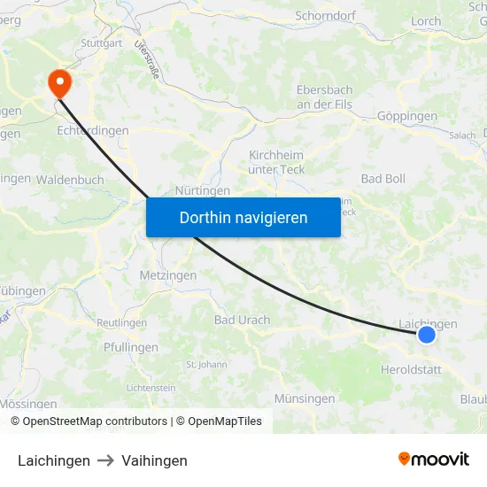 Laichingen to Vaihingen map