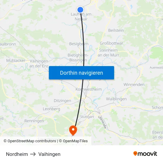 Nordheim to Vaihingen map