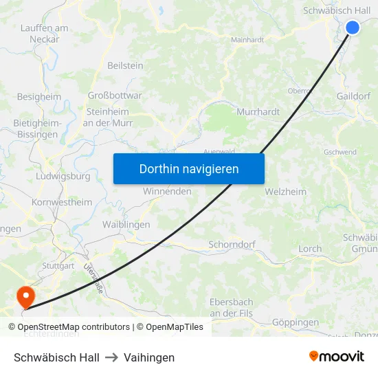 Schwäbisch Hall to Vaihingen map