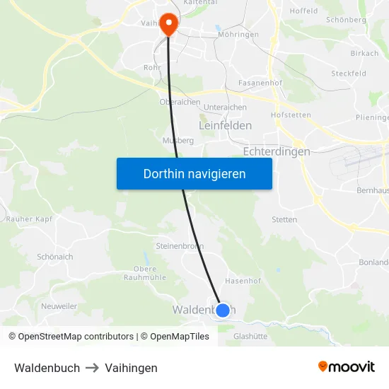 Waldenbuch to Vaihingen map