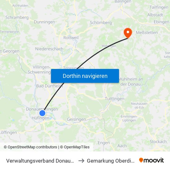 Verwaltungsverband Donaueschingen to Gemarkung Oberdigisheim map