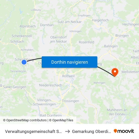 Verwaltungsgemeinschaft Schramberg to Gemarkung Oberdigisheim map