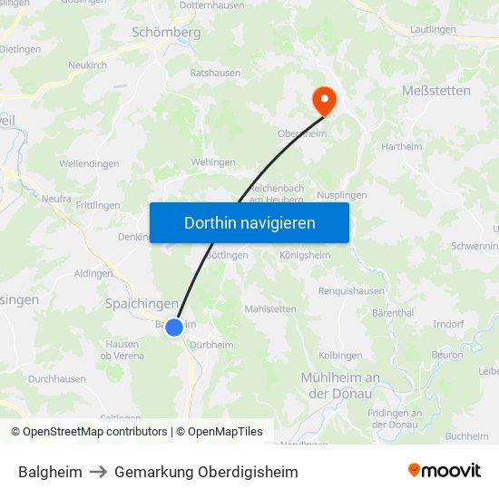 Balgheim to Gemarkung Oberdigisheim map