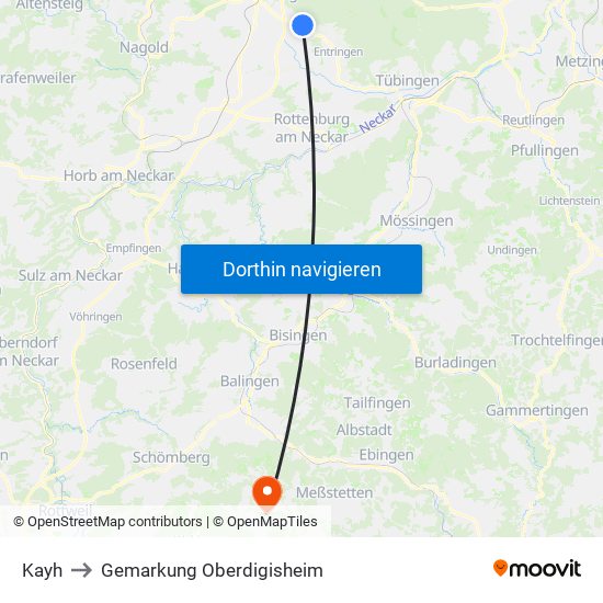 Kayh to Gemarkung Oberdigisheim map