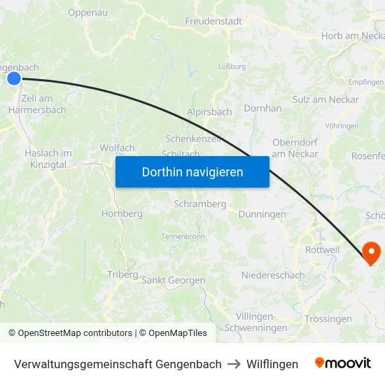 Verwaltungsgemeinschaft Gengenbach to Wilflingen map