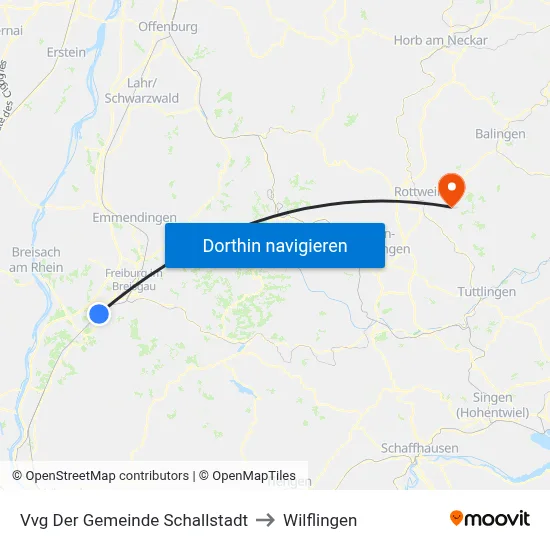 Vvg Der Gemeinde Schallstadt to Wilflingen map