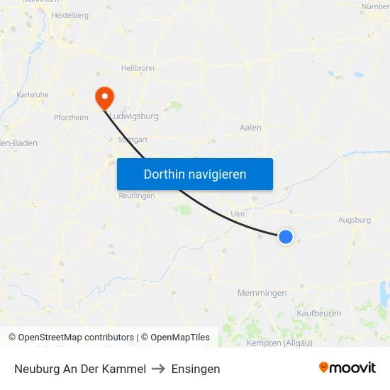 Neuburg An Der Kammel to Ensingen map