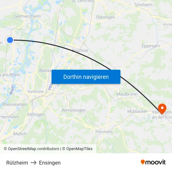 Rülzheim to Ensingen map