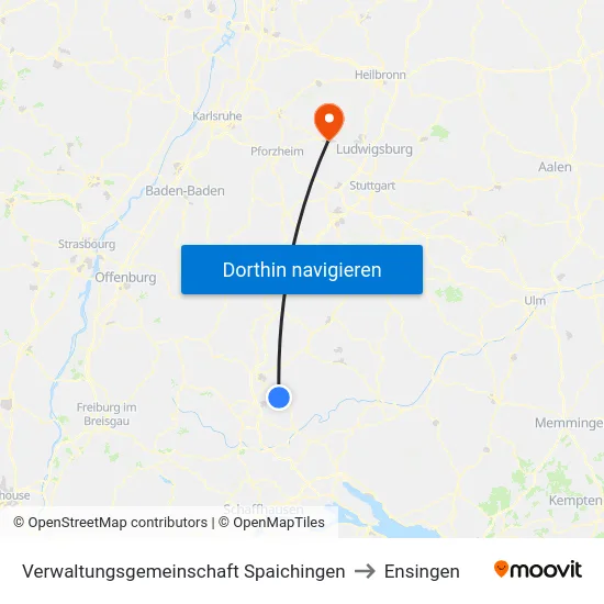 Verwaltungsgemeinschaft Spaichingen to Ensingen map