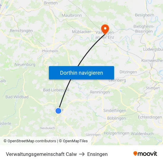 Verwaltungsgemeinschaft Calw to Ensingen map