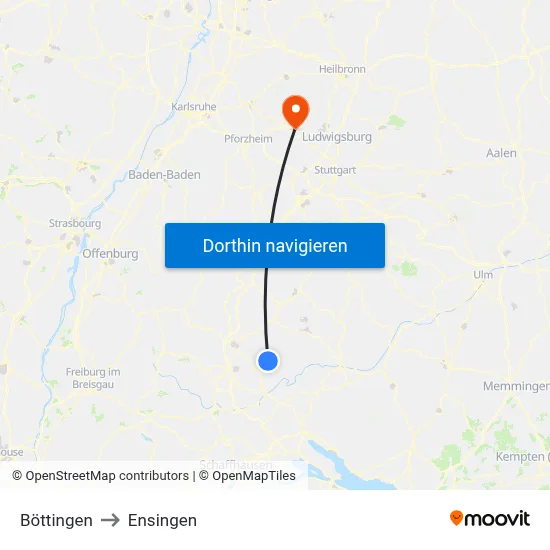 Böttingen to Ensingen map