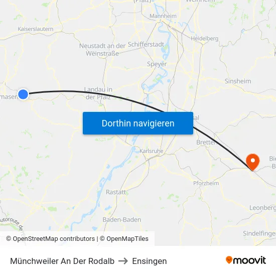 Münchweiler An Der Rodalb to Ensingen map