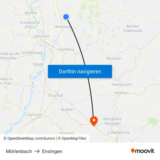 Mörlenbach to Ensingen map