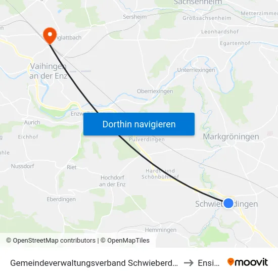 Gemeindeverwaltungsverband Schwieberdingen-Hemmingen to Ensingen map