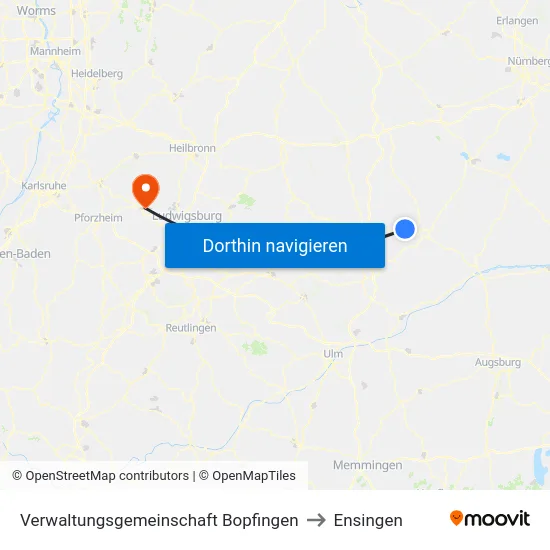 Verwaltungsgemeinschaft Bopfingen to Ensingen map
