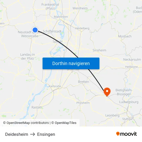 Deidesheim to Ensingen map