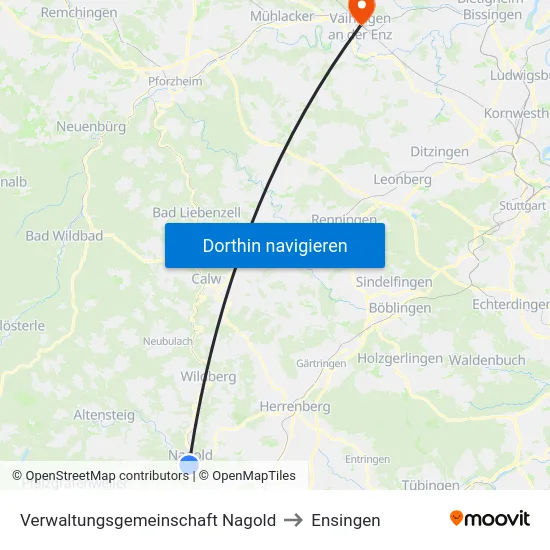 Verwaltungsgemeinschaft Nagold to Ensingen map