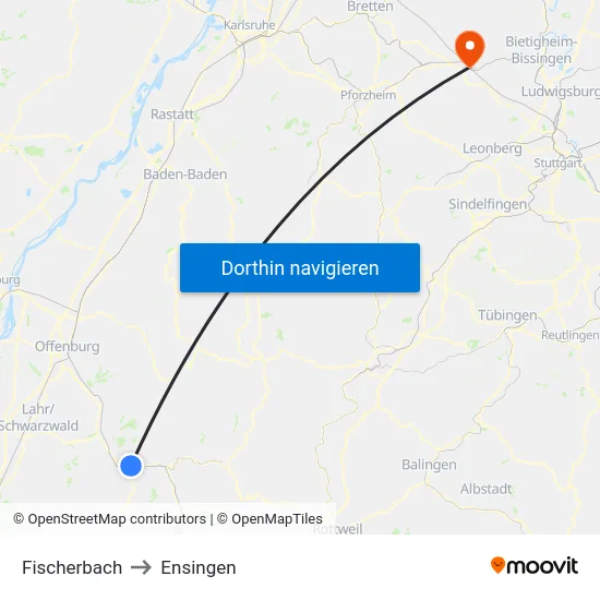 Fischerbach to Ensingen map