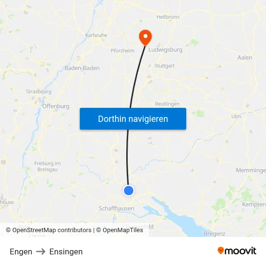 Engen to Ensingen map