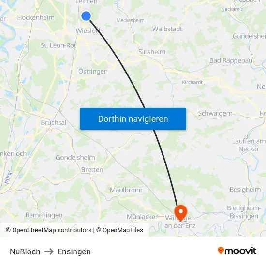 Nußloch to Ensingen map