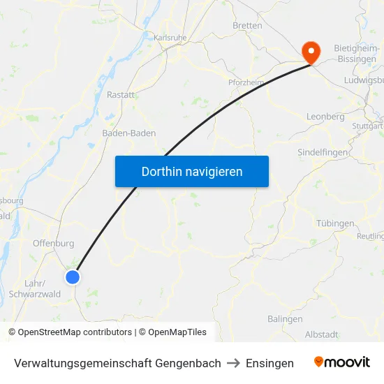 Verwaltungsgemeinschaft Gengenbach to Ensingen map
