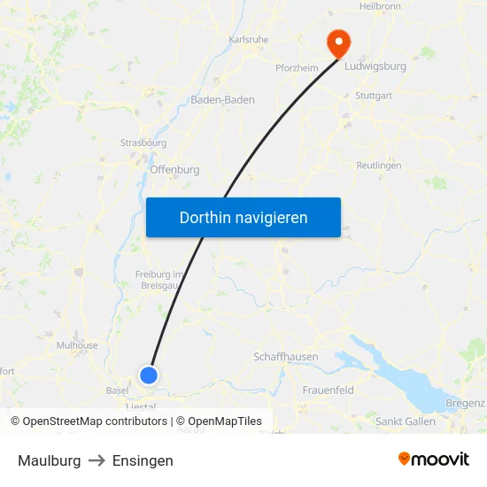 Maulburg to Ensingen map