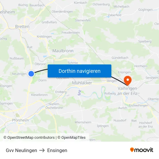 Gvv Neulingen to Ensingen map