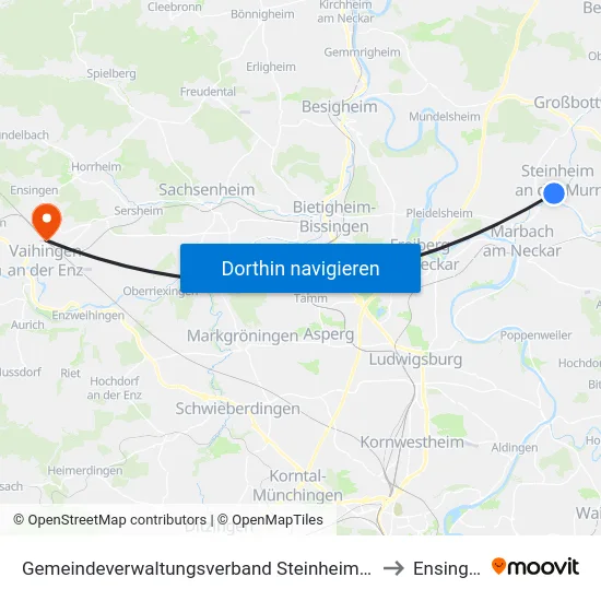 Gemeindeverwaltungsverband Steinheim-Murr to Ensingen map